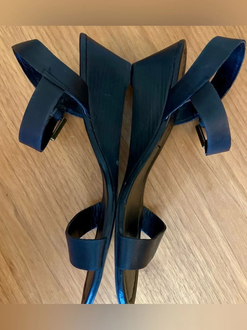 Lauren Ralph Lauren Blk Leather Ankle-Strap Sandals
